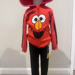Sesame Street Elmo Hoodie Set – Toddler Boys 4T – Red Zip-Up & Black Pants